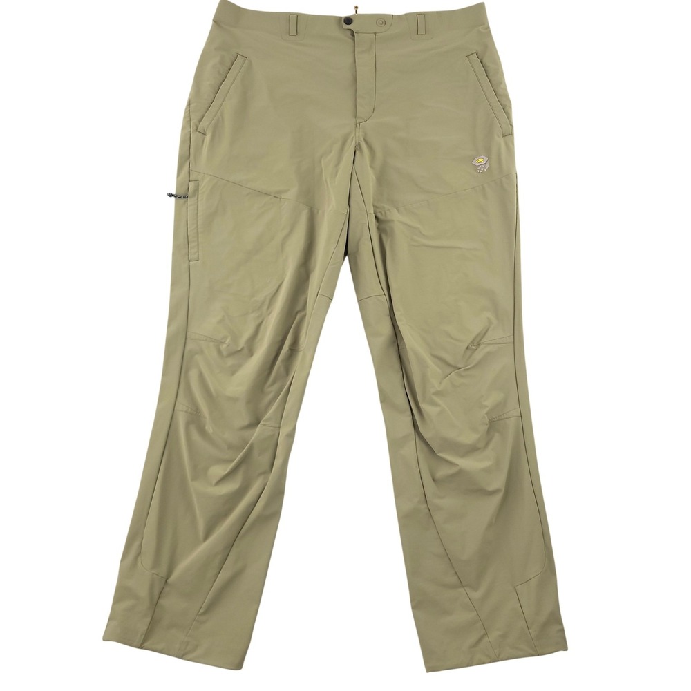 Mountain Hardwear Pants Mens XL 38X33 Beige Lined Softshell Hiking Zip Pocket